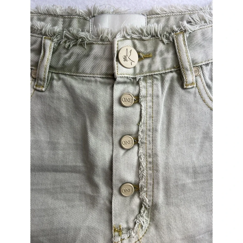 One‎ Teaspoon Womens Button Fly Denim Mini Skirt Antique Khaki Size 25
